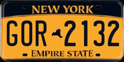 NY license plate GOR2132