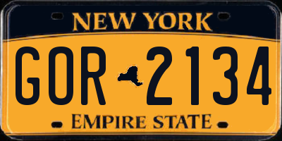 NY license plate GOR2134
