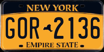 NY license plate GOR2136