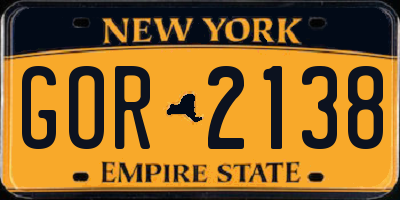 NY license plate GOR2138