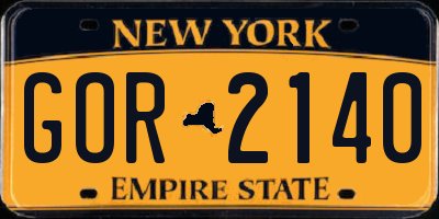 NY license plate GOR2140