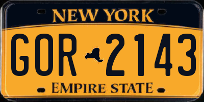 NY license plate GOR2143