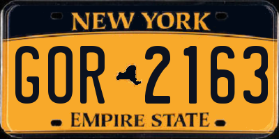 NY license plate GOR2163