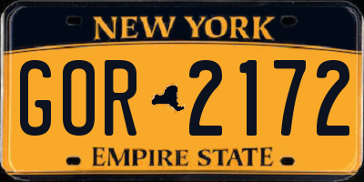 NY license plate GOR2172