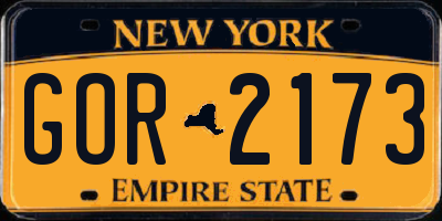 NY license plate GOR2173