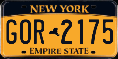 NY license plate GOR2175