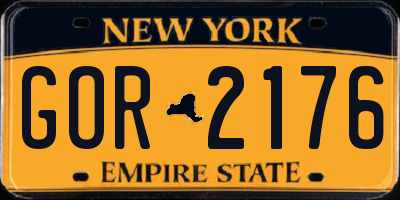 NY license plate GOR2176