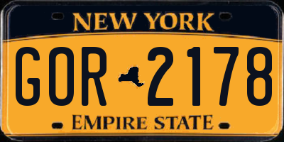 NY license plate GOR2178