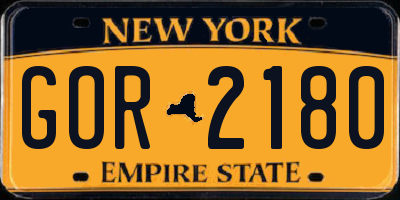 NY license plate GOR2180