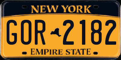 NY license plate GOR2182