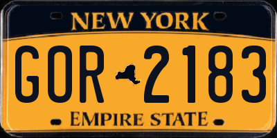 NY license plate GOR2183
