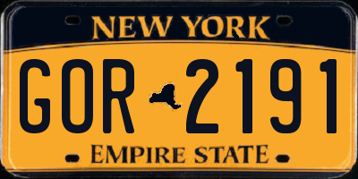 NY license plate GOR2191