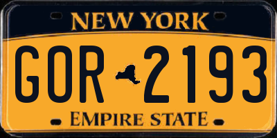 NY license plate GOR2193