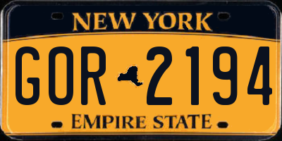 NY license plate GOR2194