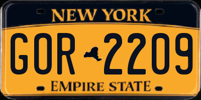 NY license plate GOR2209