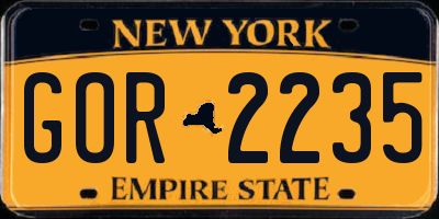 NY license plate GOR2235