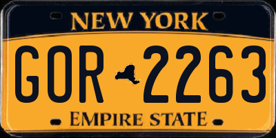 NY license plate GOR2263