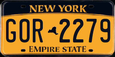 NY license plate GOR2279