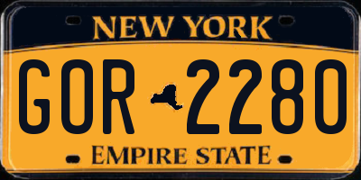 NY license plate GOR2280