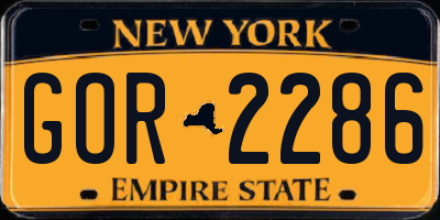 NY license plate GOR2286