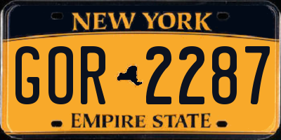 NY license plate GOR2287