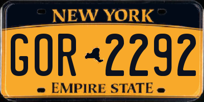NY license plate GOR2292
