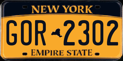 NY license plate GOR2302