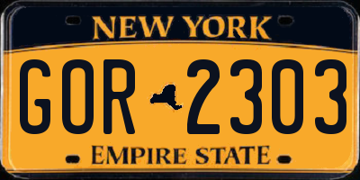 NY license plate GOR2303