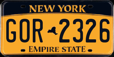 NY license plate GOR2326