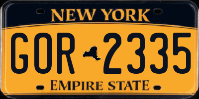 NY license plate GOR2335