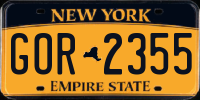 NY license plate GOR2355