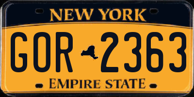 NY license plate GOR2363