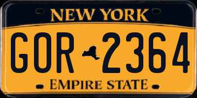 NY license plate GOR2364