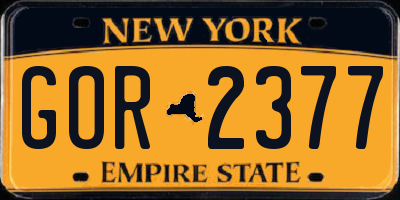 NY license plate GOR2377