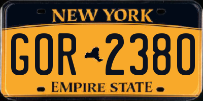 NY license plate GOR2380