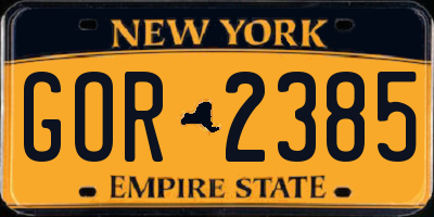 NY license plate GOR2385