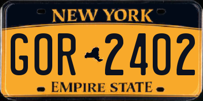 NY license plate GOR2402