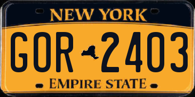 NY license plate GOR2403