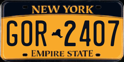 NY license plate GOR2407