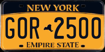 NY license plate GOR2500