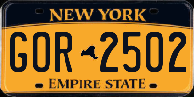 NY license plate GOR2502