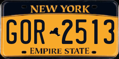 NY license plate GOR2513