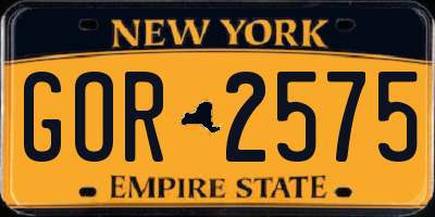 NY license plate GOR2575