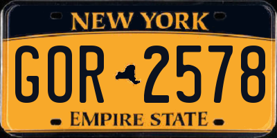 NY license plate GOR2578
