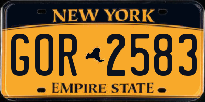 NY license plate GOR2583