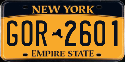 NY license plate GOR2601