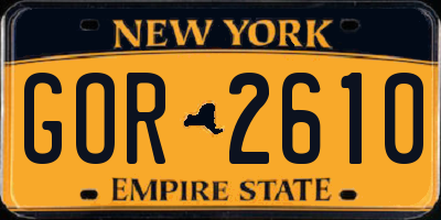 NY license plate GOR2610