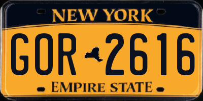 NY license plate GOR2616