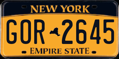NY license plate GOR2645