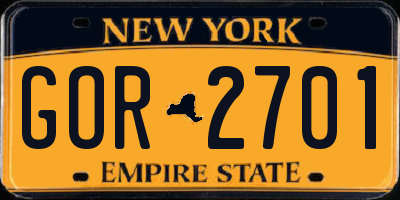 NY license plate GOR2701